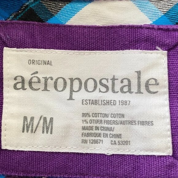 Aeropostale Cotton Checked Button Down Long Sleeve Womens Top Size M - Picture 7 of 7